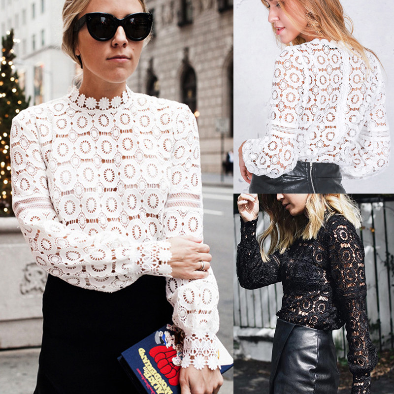 black crochet top long sleeve